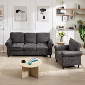 2-Piece Living Room Set Upholstered Sofa With Armchair