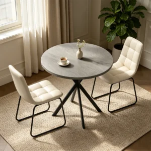 31.6 Inch Round Dining Table Set，3-Piece Small Kitchen Table and Chairs for 2，Space-Saving