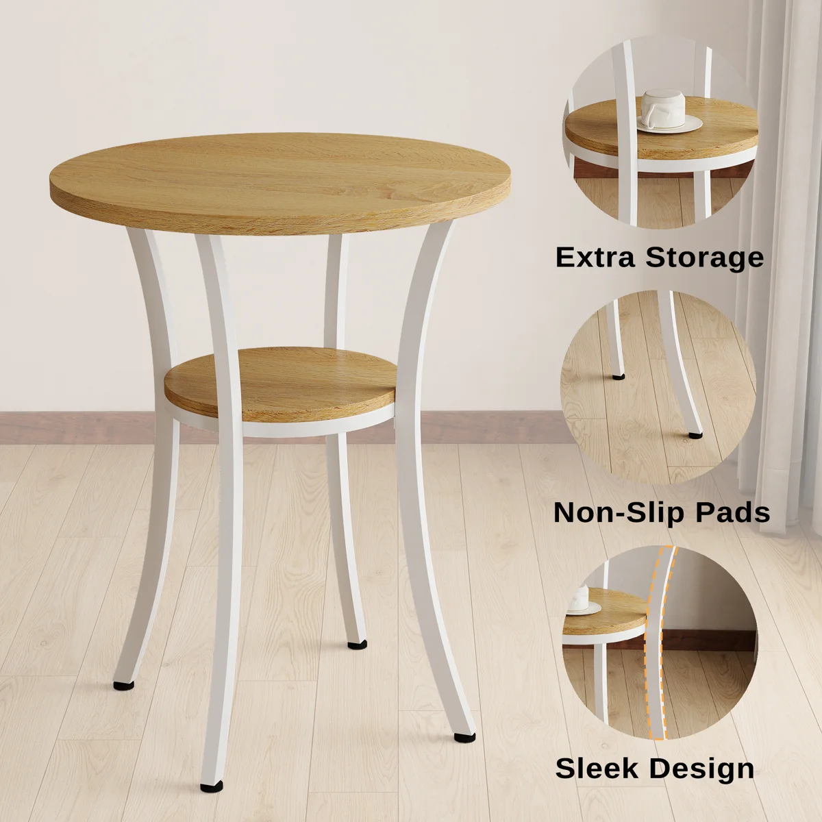 37.98" H 3-Piece Round Wooden Top Bistro Dining Set - Image 2