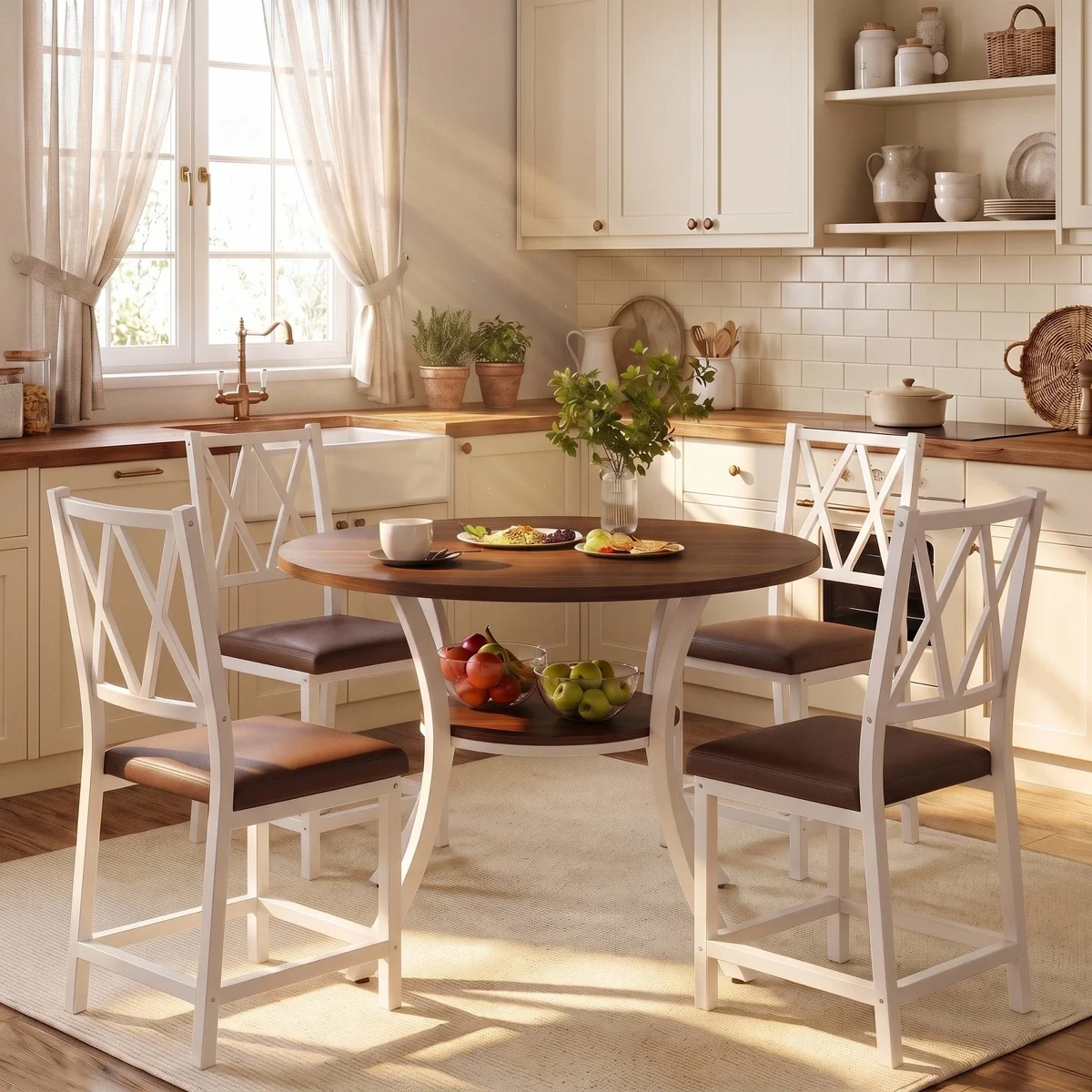 5-Piece 35.4" Round Extendable Dining Table Set - Image 4
