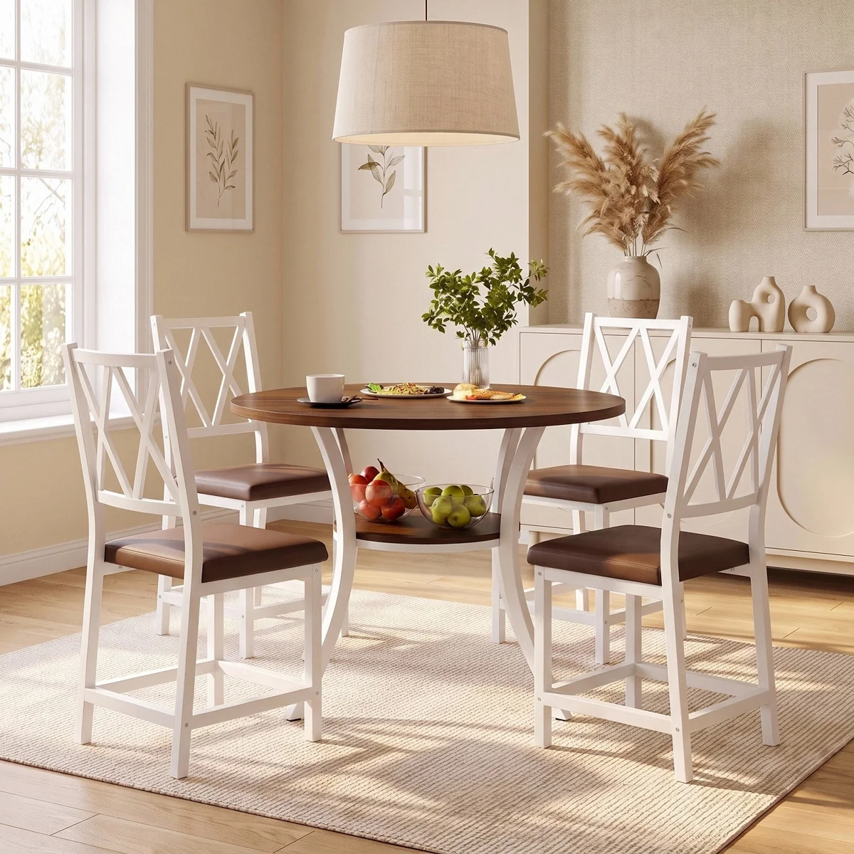5-Piece 35.4" Round Extendable Dining Table Set - Image 3