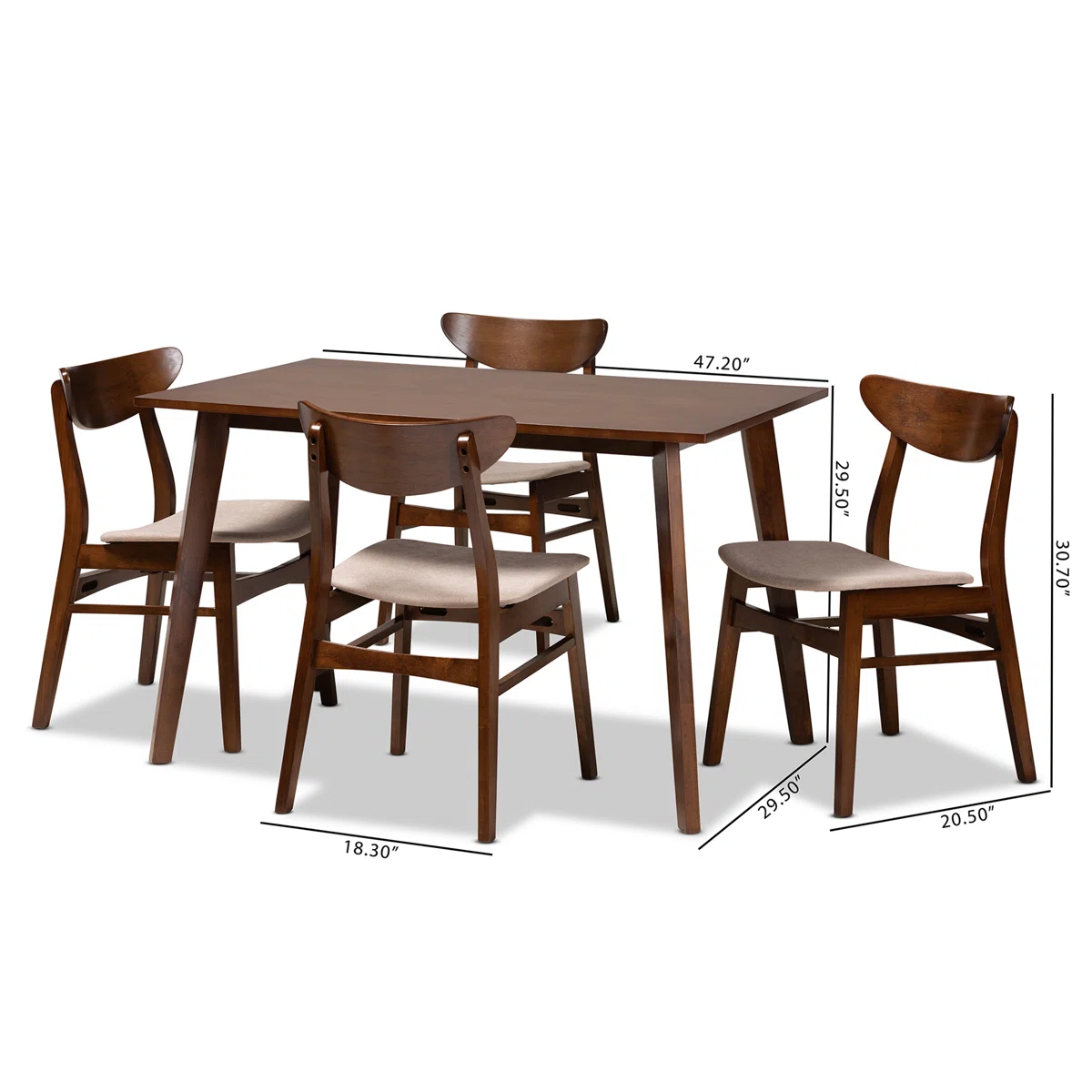 Chavone 4 - Person Solid Wood Solid Wood Top Four Leg Dining Set - Image 3