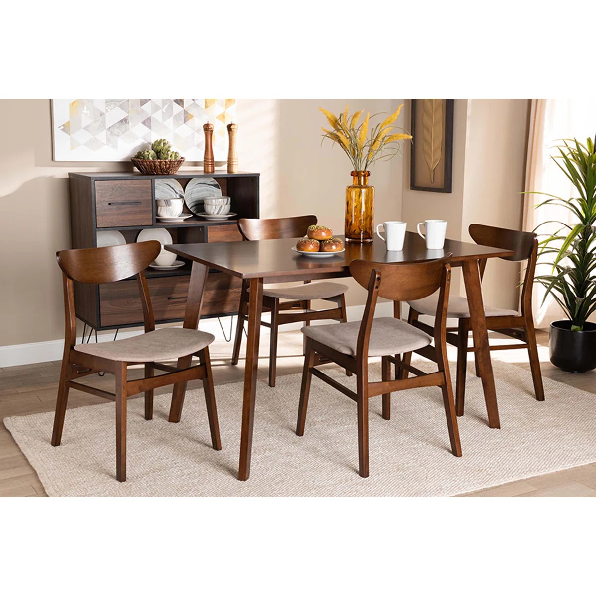 Chavone 4 - Person Solid Wood Solid Wood Top Four Leg Dining Set - Image 2